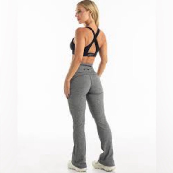 ECHT Grey High Waisted Flare Pants - Picture 3 of 7